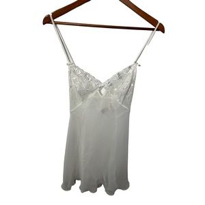 INTIMO AMORE WHITE LACE SHEER CHEMISE LINGERIE TOP SIZE LARGE